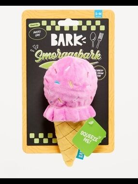 Bark Pink Ice Cream Cone Plush Squeak Dog Toy